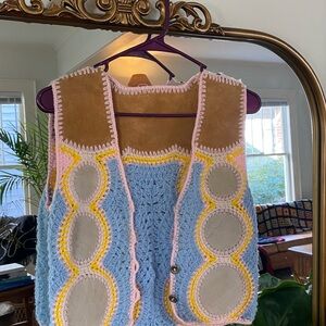 Colorful Crochet Vest with Button Detail
